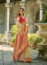 Rare Looking Cream Colour Saree